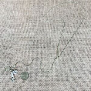 Silver Crystal Shoe Y Necklace‎